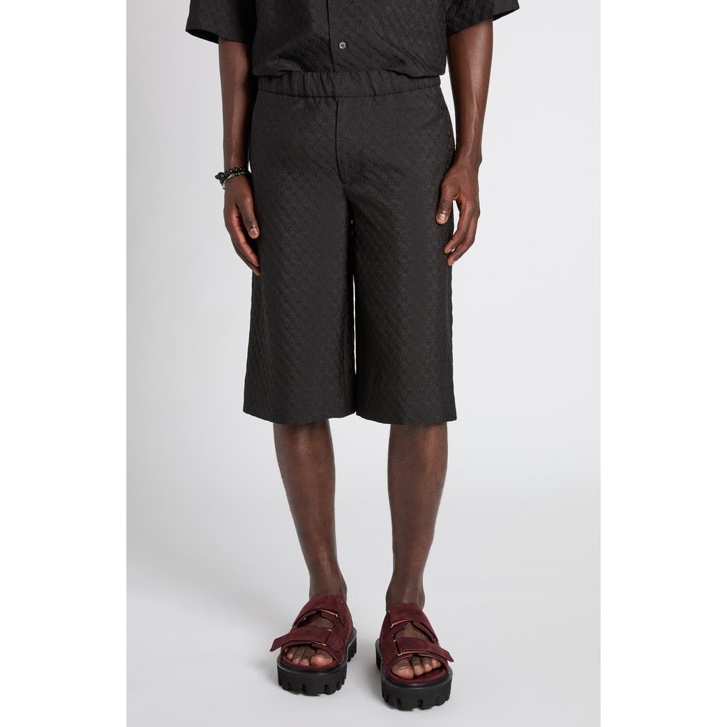Alexander Mcqueen Skull Jacquard Pattern Shorts In Black/black