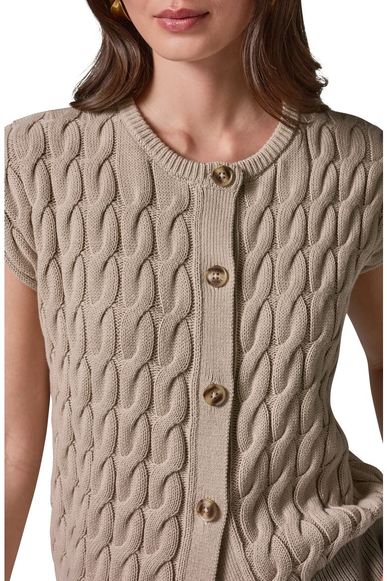 Extended Shoulder Cable Cardigan, Alternate, color, SANDSTONE