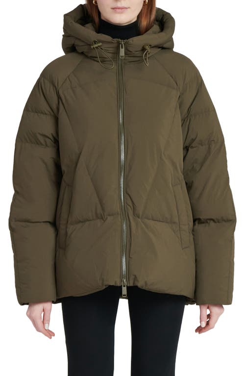 The Recycled Planet Company Elango Water Resistant Hooded Down Puffer Jacket in Olive 