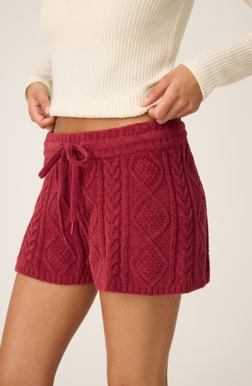 Pj Salvage Chenille Cable Knit Drawstring Shorts In Red