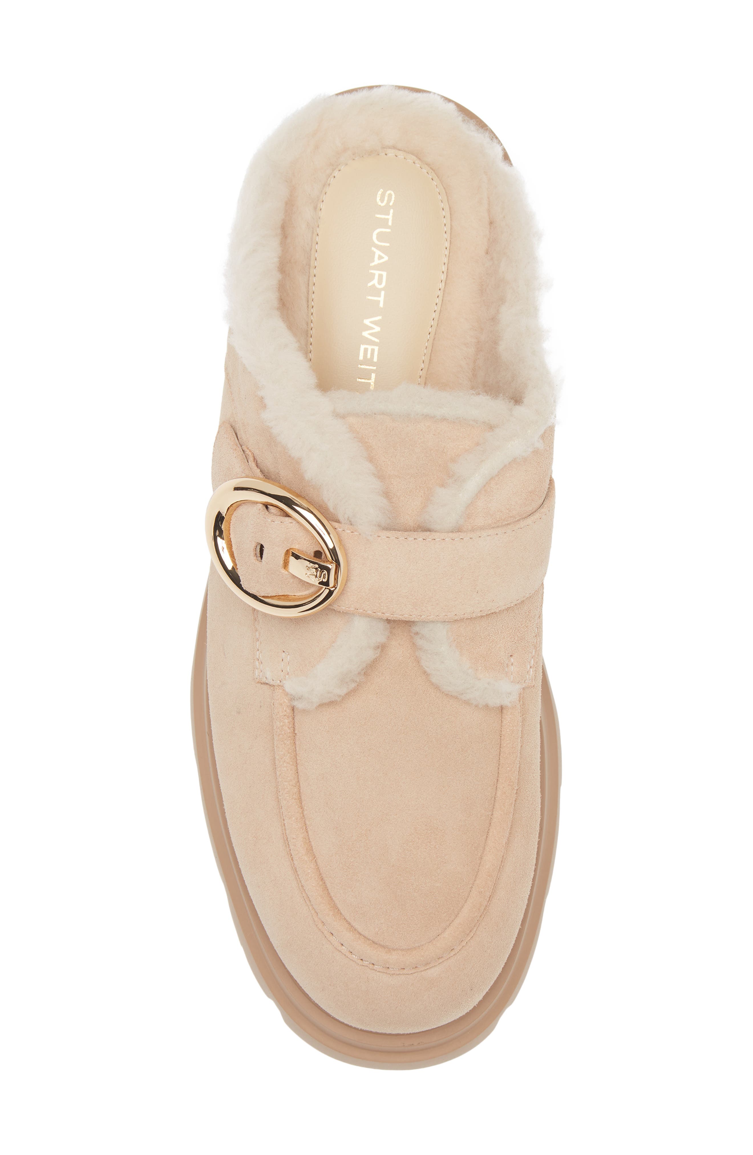 Stuart Weitzman Benni Genuine Shearling Mule, Alternate, color, Adobe/ Vanilla