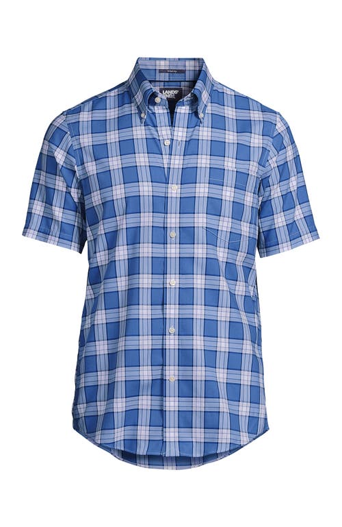 Lands' End Short Sleeve No Iron Twill Shirt In Blue