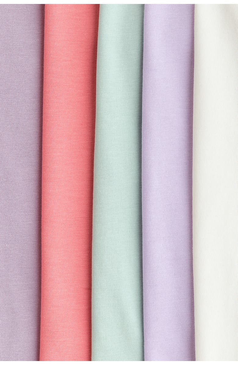 H&M 5-pack Jersey Vest Tops, Alternate, color, Light Purple/White