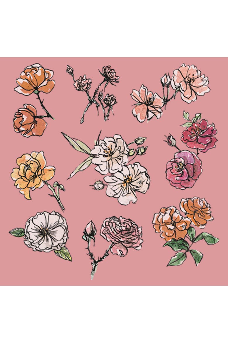 Women's Lost Gods Painted Flower Grid  Graphic T-Shirt, Alternate, color, Mauve