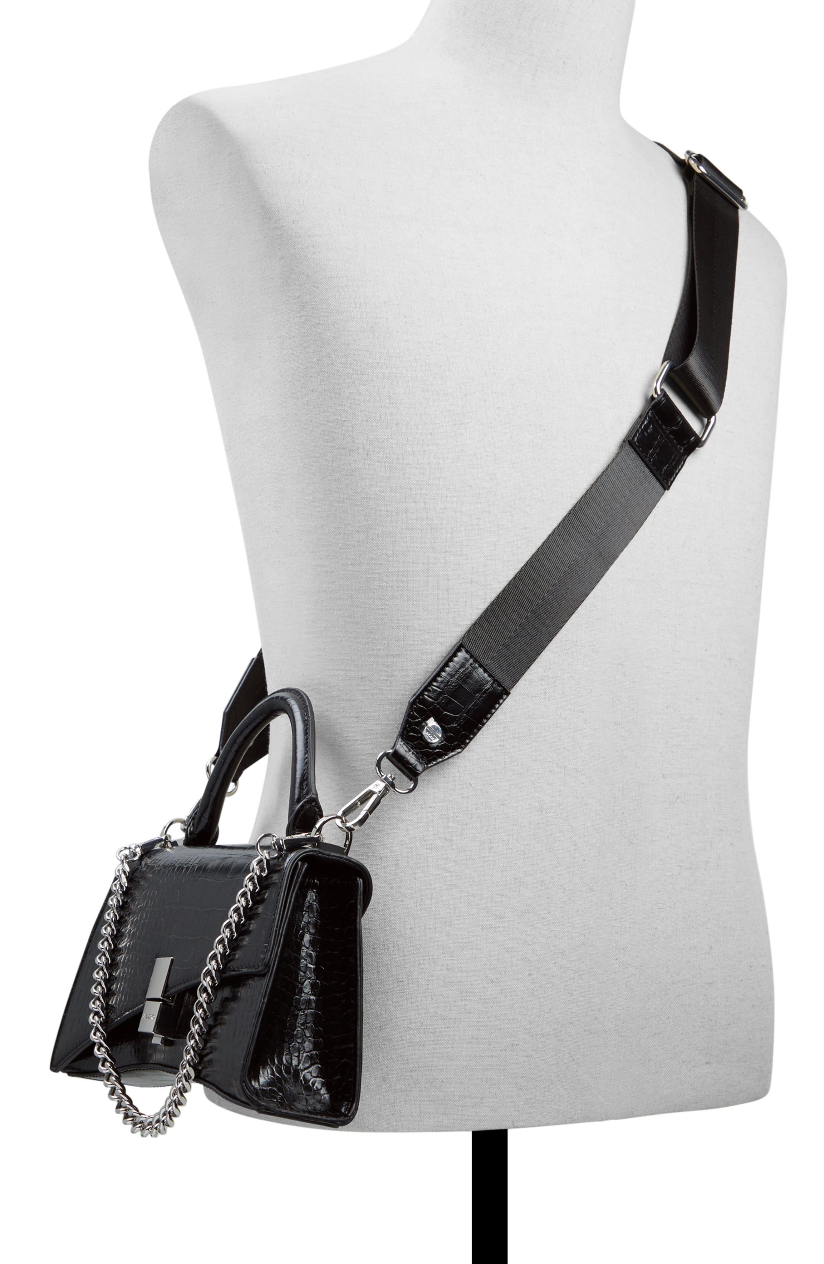 ALDO Croc Embossed Faux Leather Top Handle Bag, Alternate, color, 