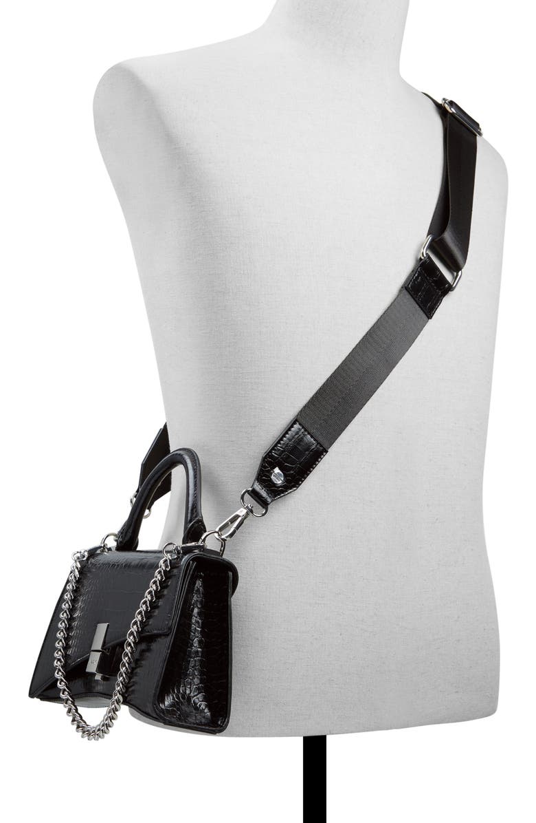 ALDO Croc Embossed Faux Leather Top Handle Bag, Alternate, color,