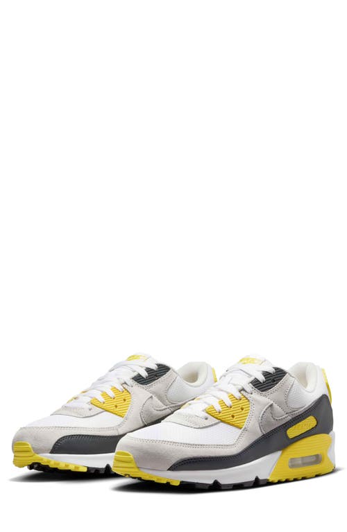 Nike Air Max 90 Men's Low Shoe White/white/photon Dust/university Gold In White/light Smoke Grey