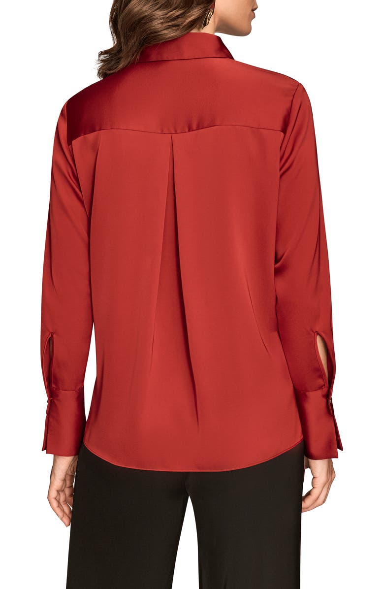 Donna Karan New York Satin Hidden Button-Up Top, Alternate, color, Metropolit