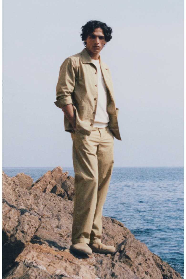 Straight Leg Cotton Pants, Alternate, color, BEIGE