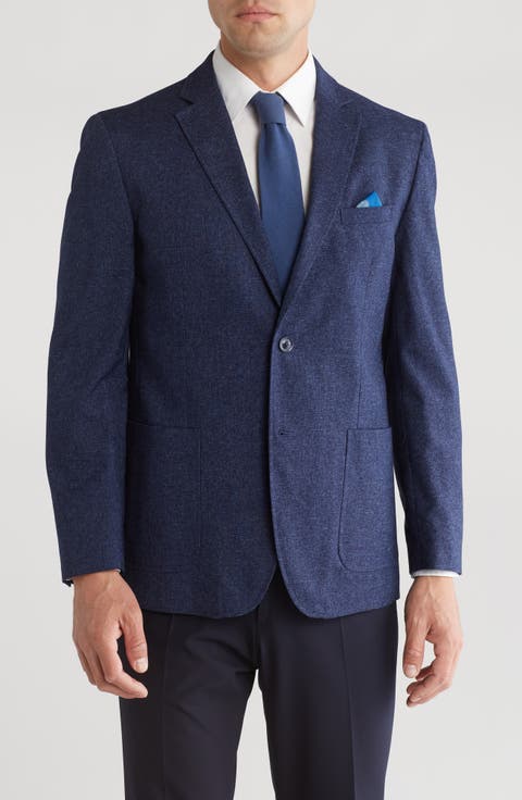 Clere Navy Solid Notch Lapel Sport Coat