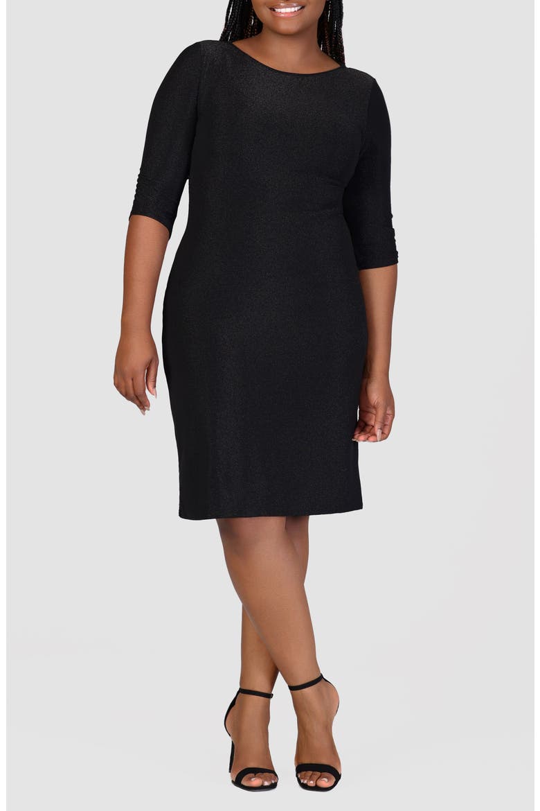 Shimmer Knit Body-Con Dress, Main, color, BLACK