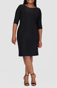 24seven Comfort Apparel Shimmer Knit Body-Con Dress
