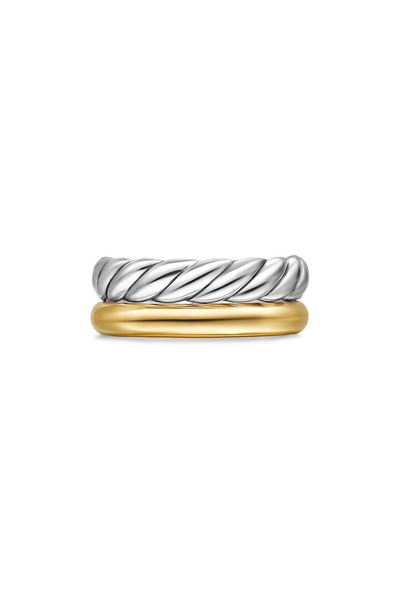 DY Mercer® Two Row Ring in Sterling Silver with 18K Yellow Gold, 8mm, Main, color, NO COLOR