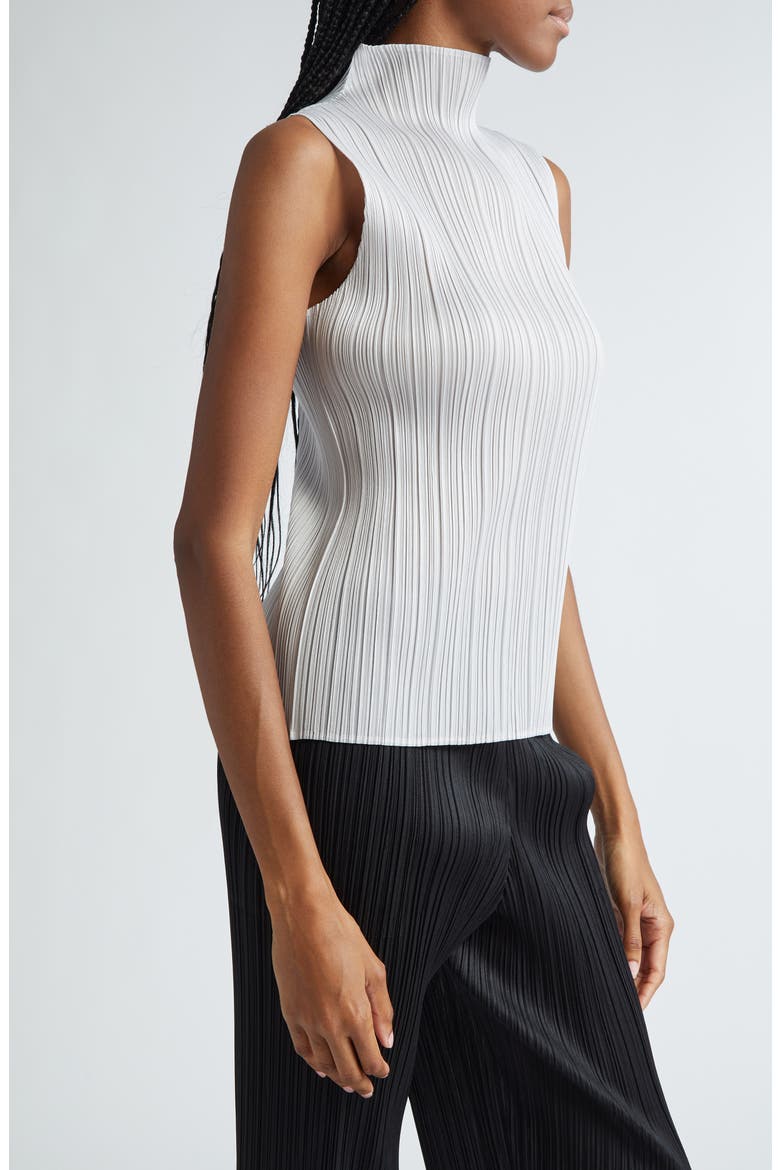 Pleated Funnel Neck Top, Alternate, color, LIGHT GRAY