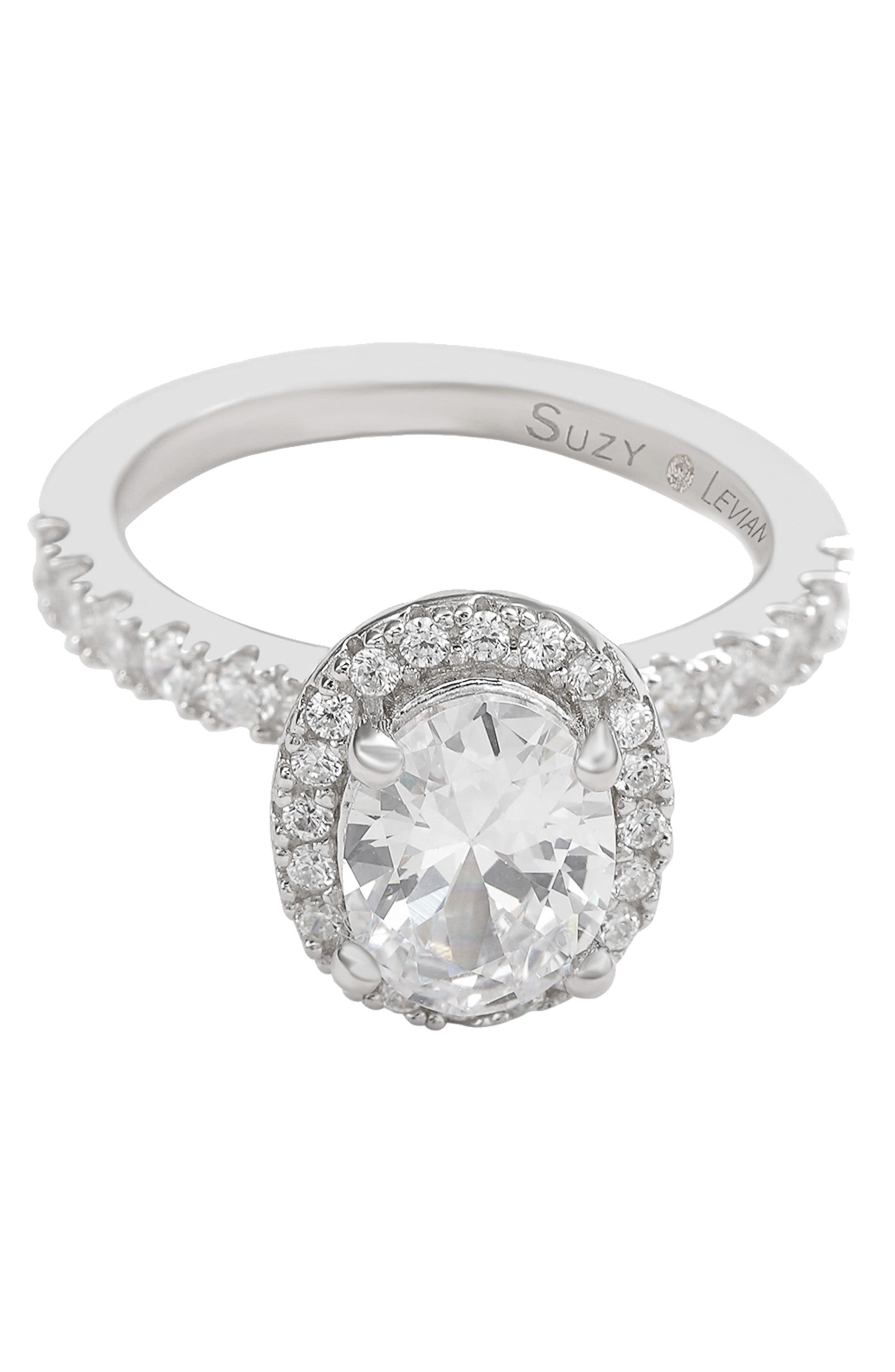 SUZY LEVIAN Sterling Silver Oval Cubic Zirconia Ring