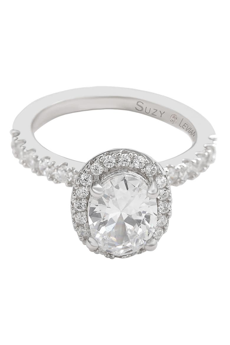 Sterling Silver Oval Cubic Zirconia Ring, Main, color, WHITE