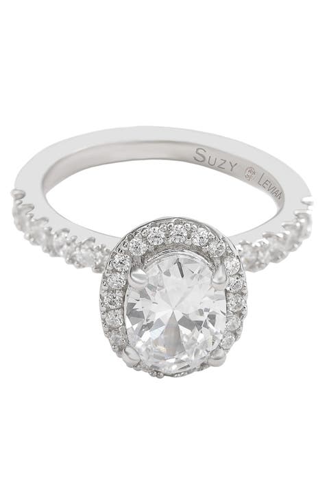 Sterling Silver Oval Cubic Zirconia Ring