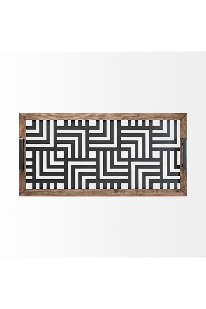 Fantuz Metal - Wood and Glass Serving Tray, Alternate, color, Gray