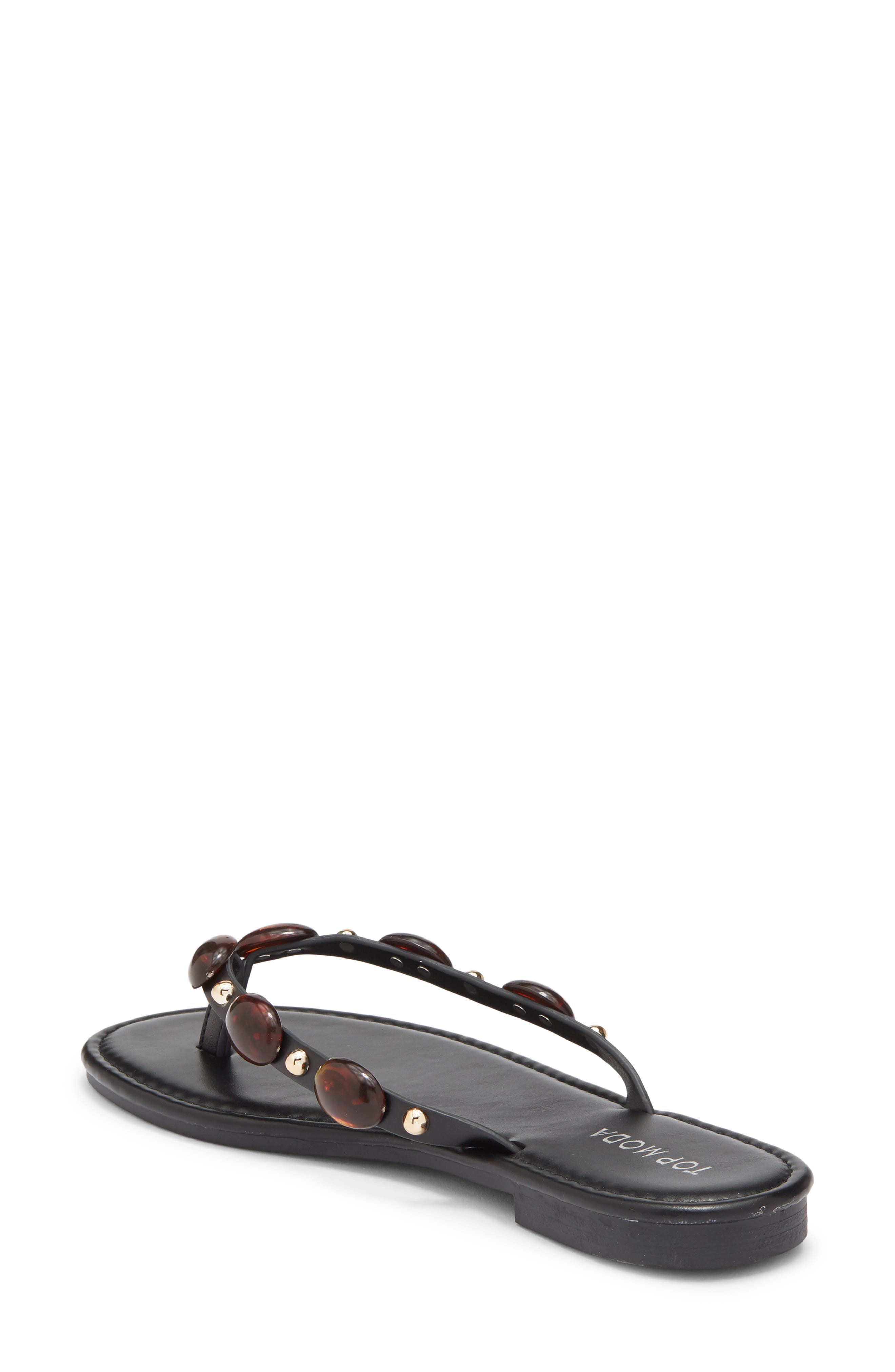 TOP MODA Aria Studded Flip Flop, Alternate, color, Black Pu
