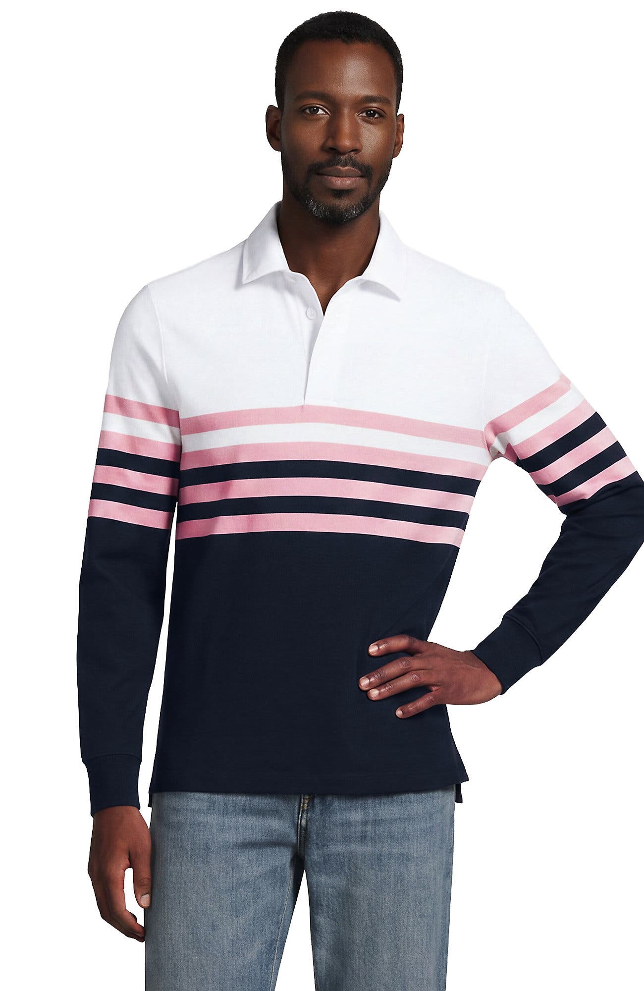 Navy/Light Tea Rose Stripe