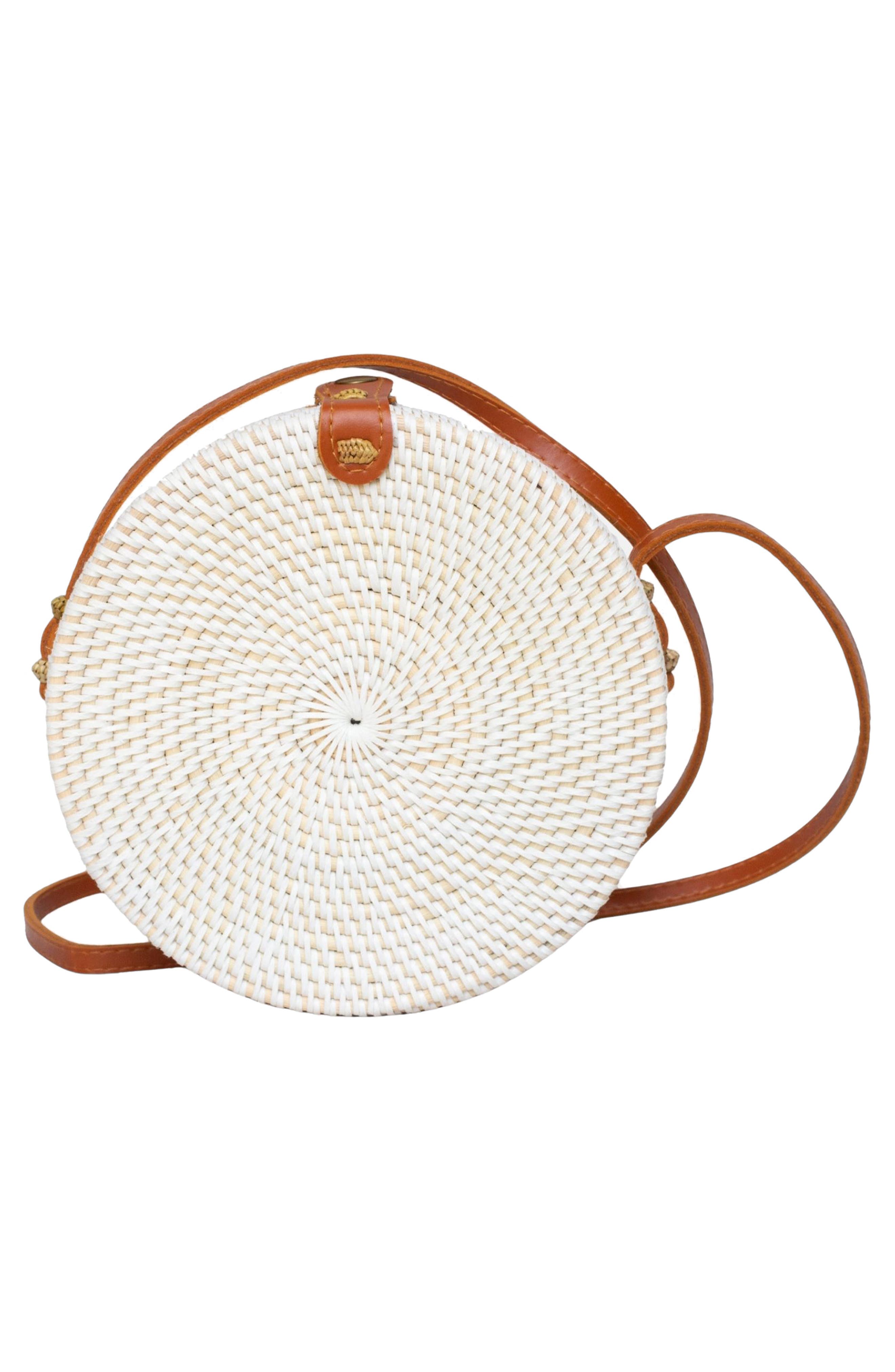 Jelavu Ata Bali Rattan Canteen Crossbody Bag, Alternate, color, White