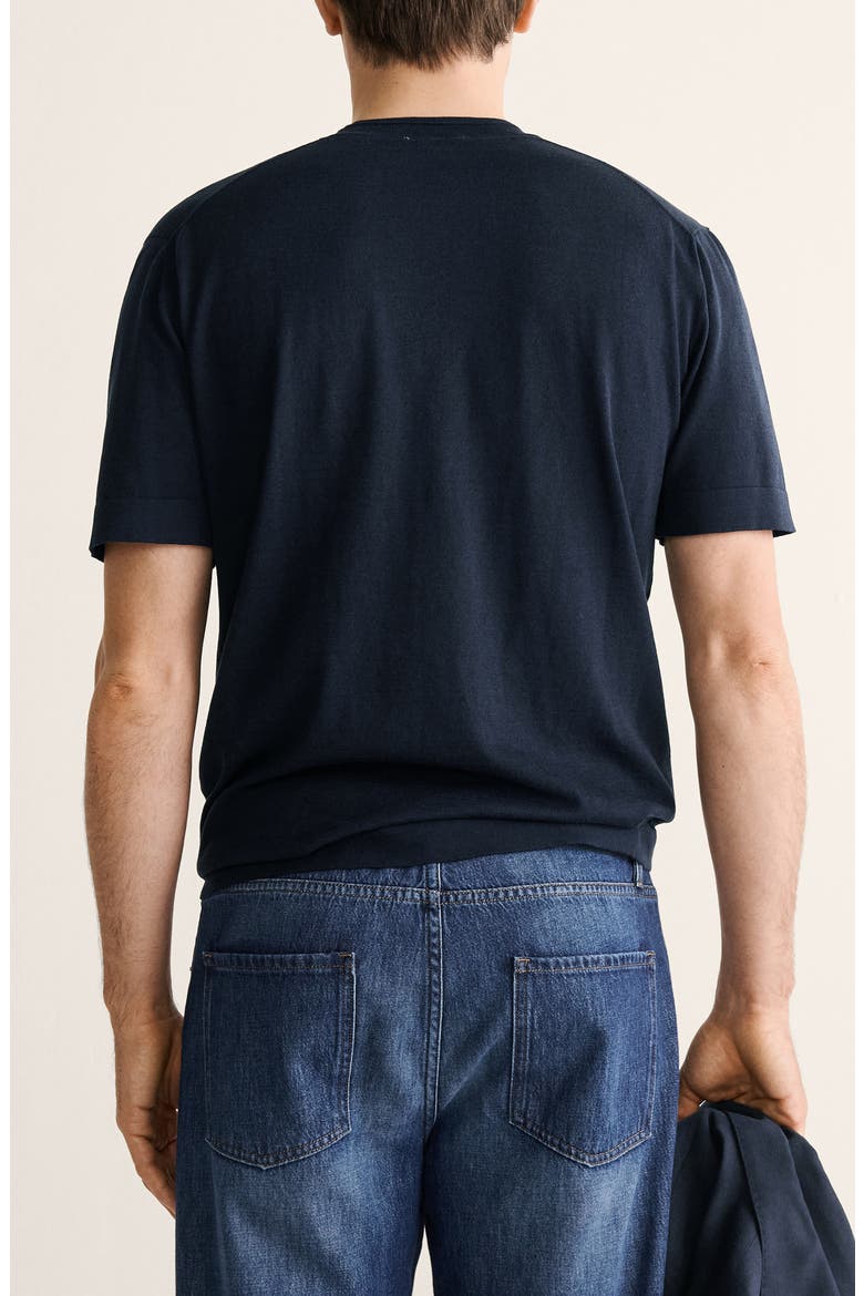Cotton & Silk T-Shirt, Alternate, color, NAVY