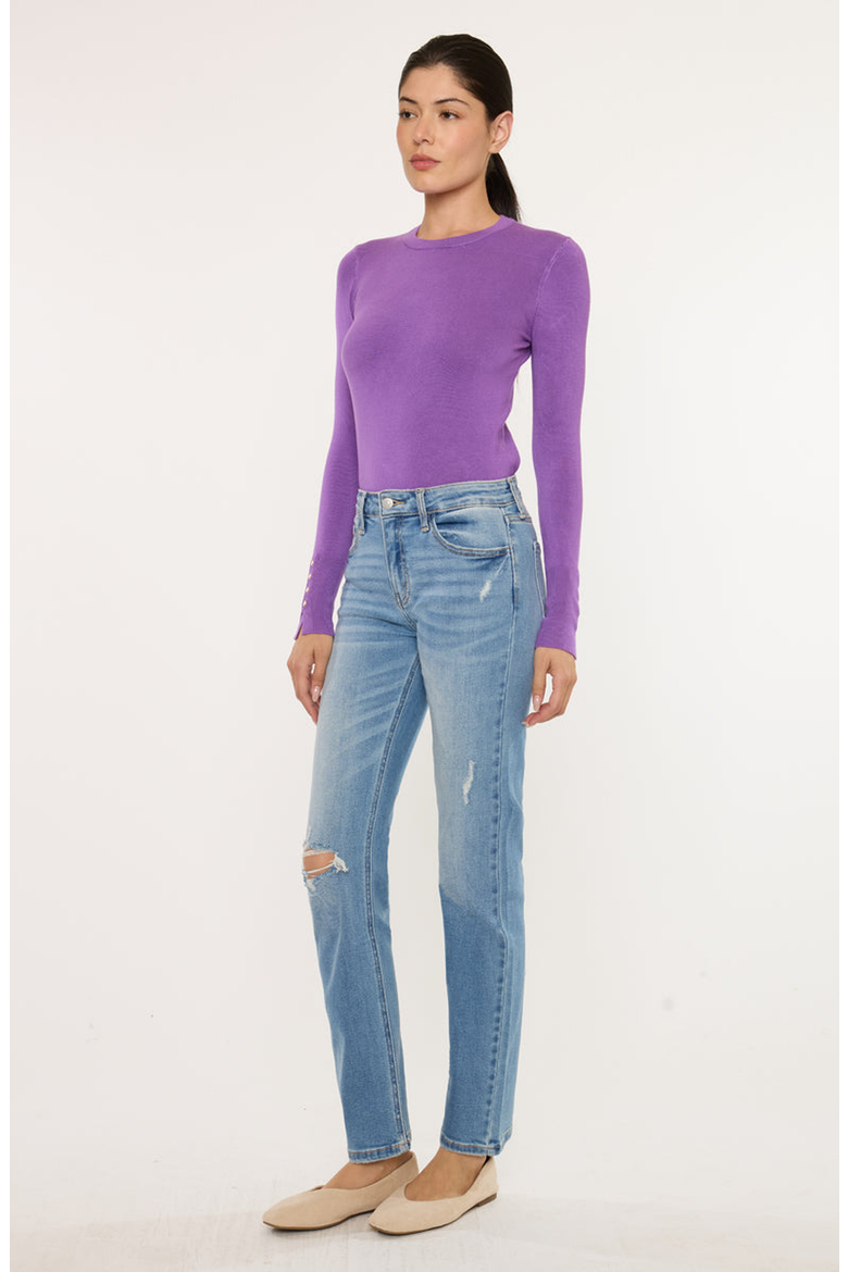 Florence Essentials High Rise Slim Straight Jeans, Alternate, color, Medium Wash