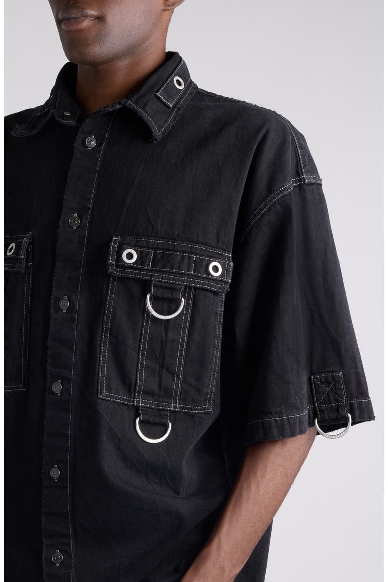D-Ring Cotton Denim Utility Shirt, Alternate, color, LIGHTWEIGHT BLACK