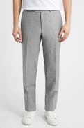 Peter Millar Harker Grey Mélange Flat Front Wool & Linen Dress Pants