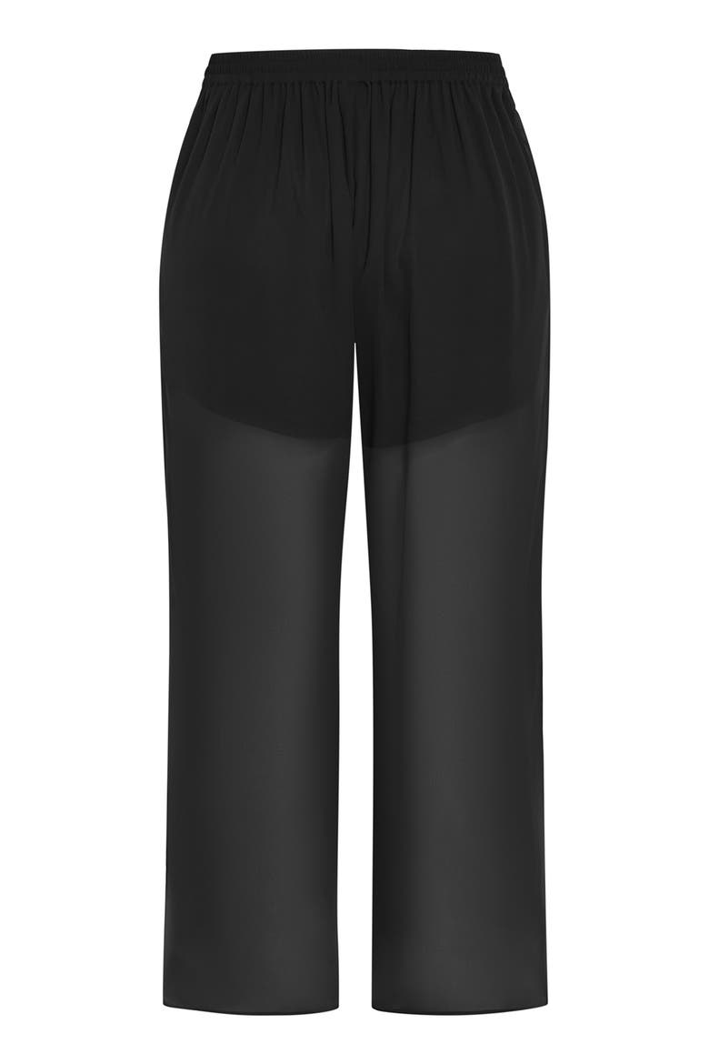 Corina Semisheer Wide Leg Pants, Alternate, color, BLACK