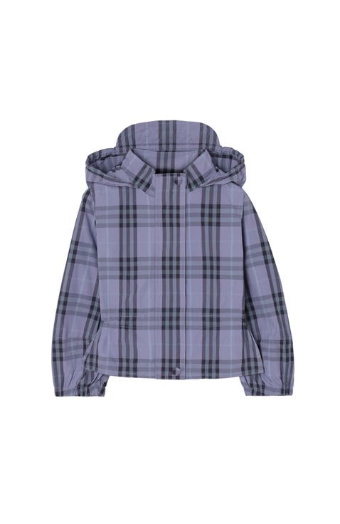 Check Nylon Hooded Jacket