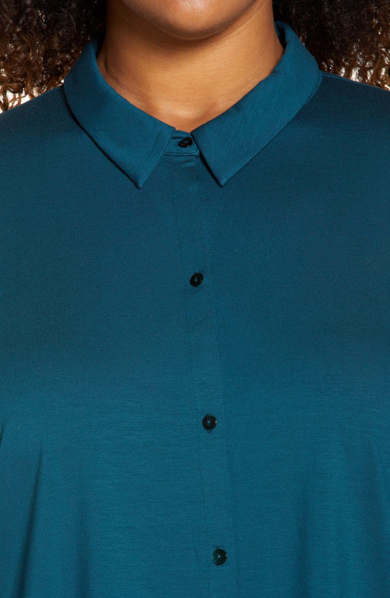 Eileen Fisher Classic Collar Stretch Jersey Boxy Shirt, Alternate, color,