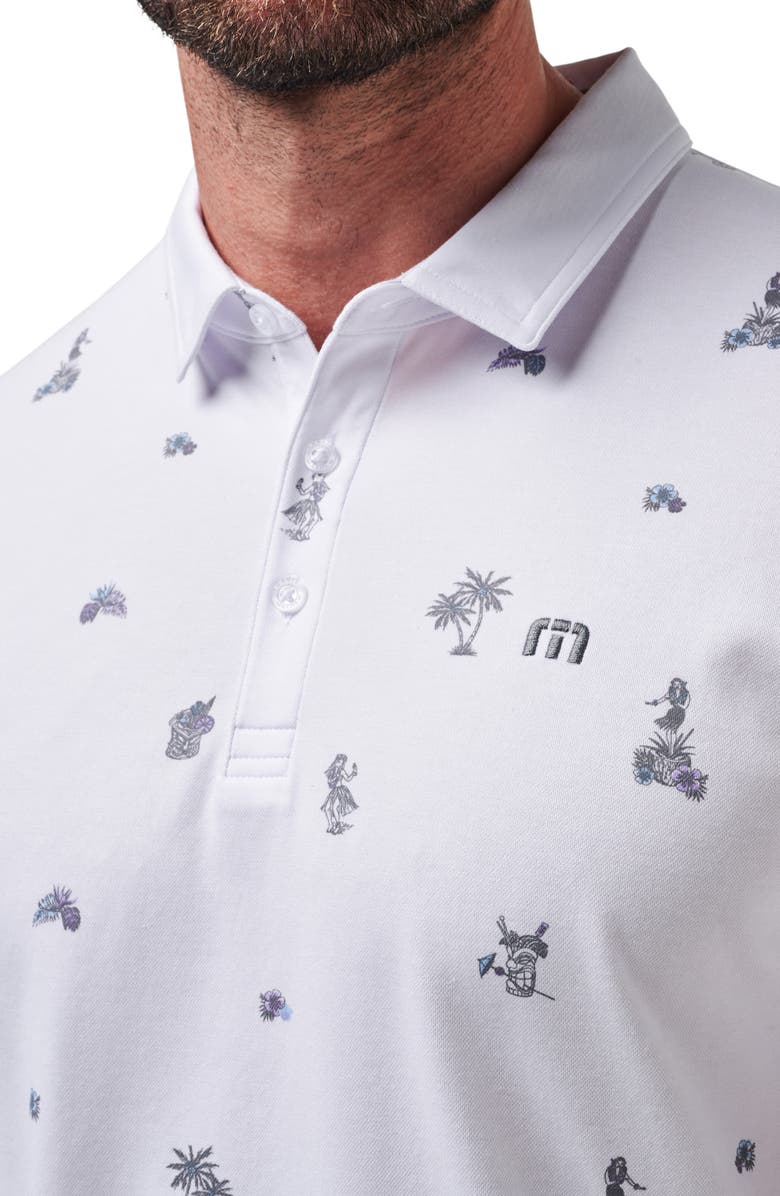 TravisMathew Around the Island Tropical Print Polo, Alternate, color, White