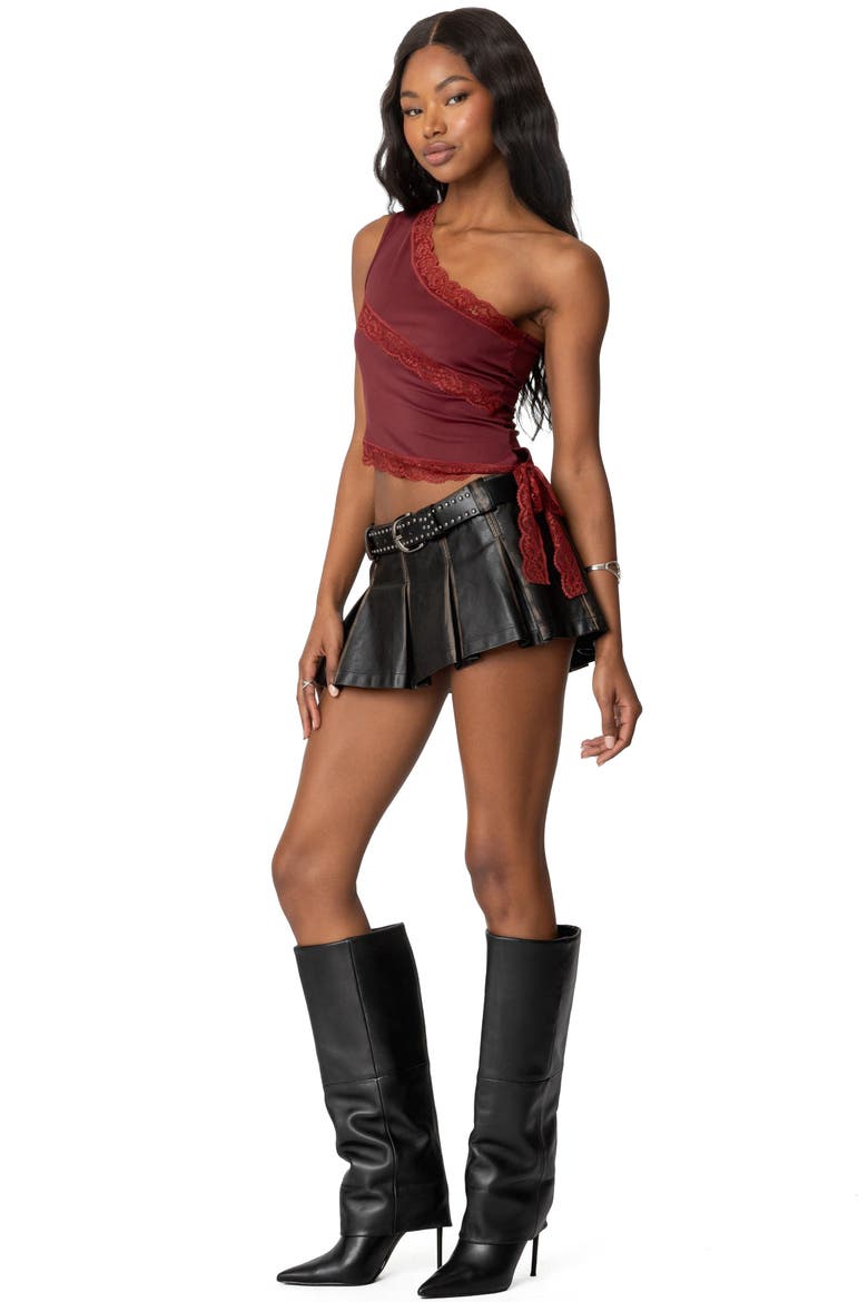 Becky Lacy One Shoulder Top, Alternate, color, BURGUNDY