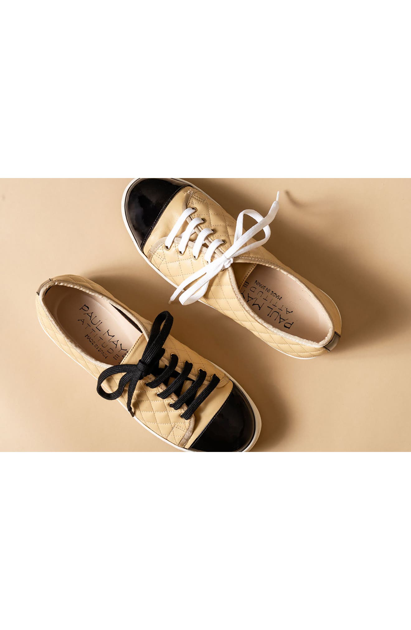 Samba Cap Toe Sneaker, Alternate, color, BEIGE/ BLACK PATENT