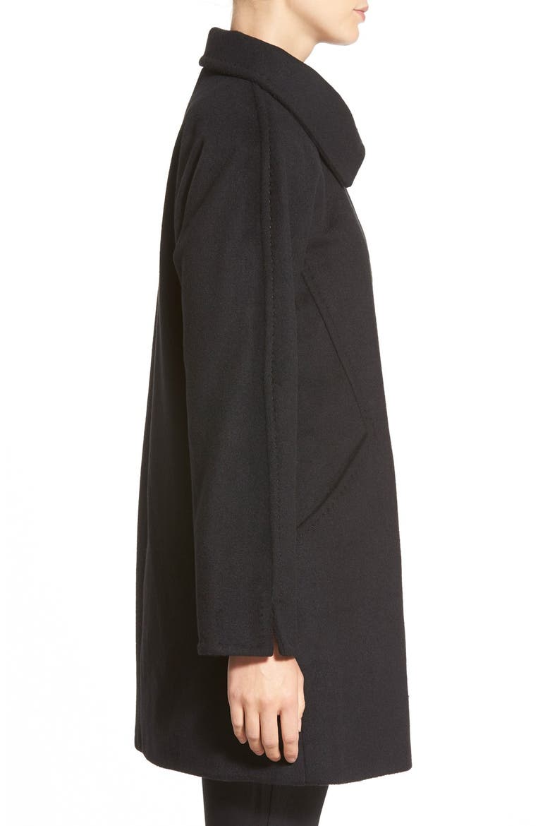 Convertible Collar Kimono Sleeve Coat (Nordstrom Exclusive), Alternate, color, BLACK