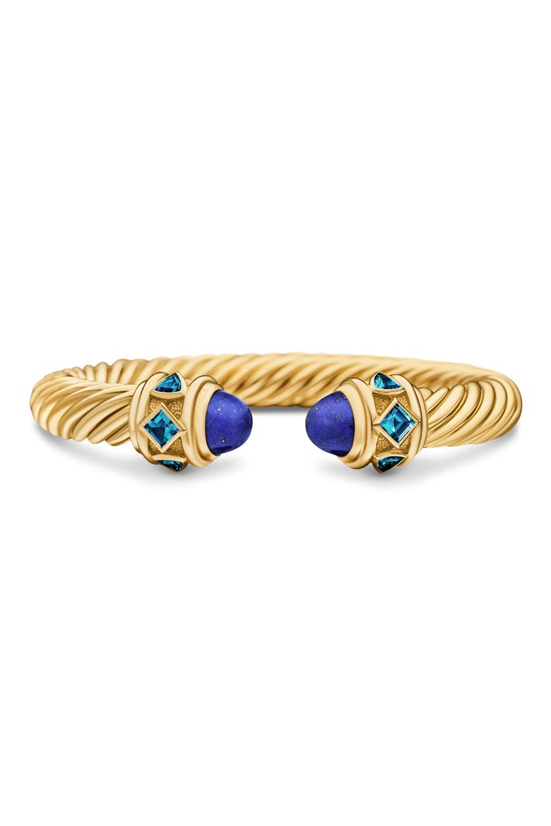 Renaissance® Cablespira Bracelet in 18K Yellow Gold with Lapis and Hampton Blue Topaz, 9mm, Main, color, 18K YELLOW GOLD