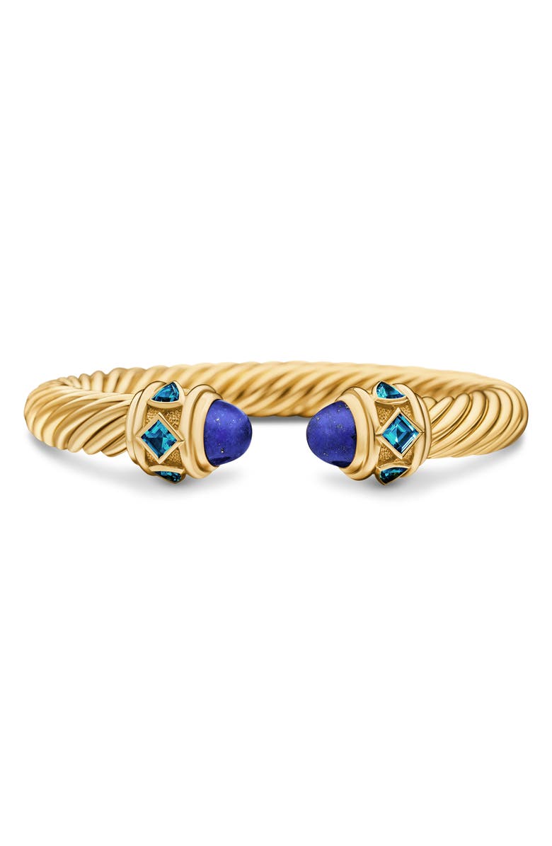 David Yurman Renaissance<sup>®</sup> Cablespira Bracelet in 18K Yellow Gold with Lapis and Hampton Blue Topaz, 9mm, Main, color, 18K Yellow Gold