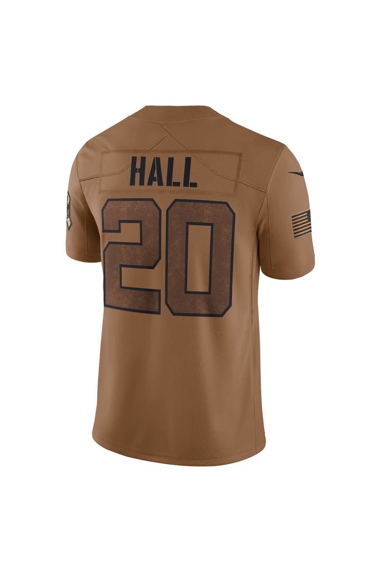 Men's Nike Breece Hall Brown New York Jets 2023 Salute To Service Limited Jersey, Alternate, color, Brown