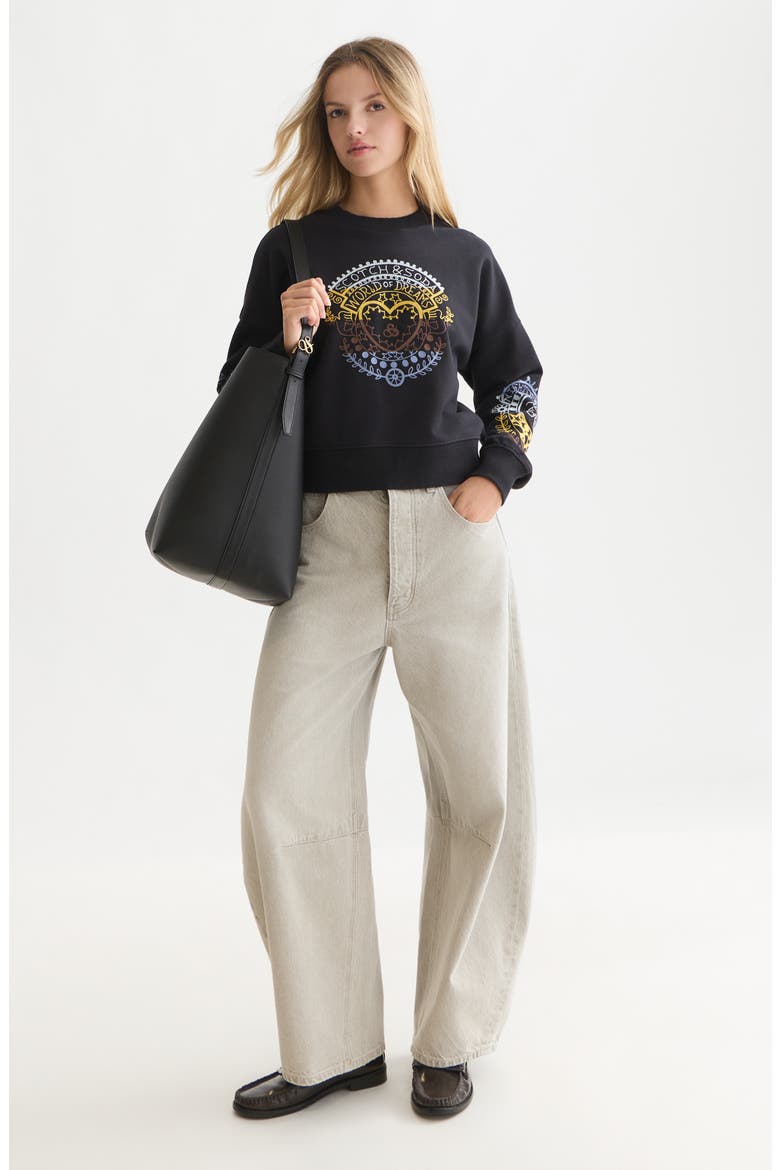 Embroidered Relaxed Fit Sweatshirt, Alternate, color, METEORITE