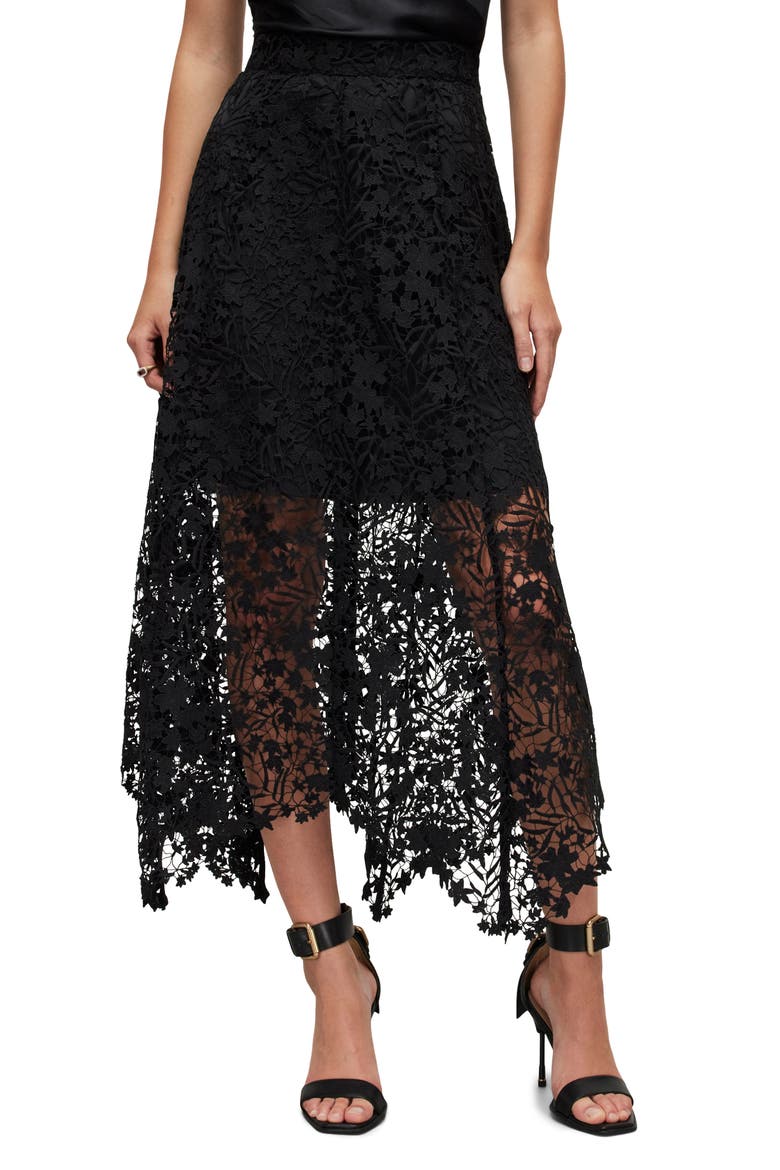 Camila Lace Skirt, Main, color, BLACK