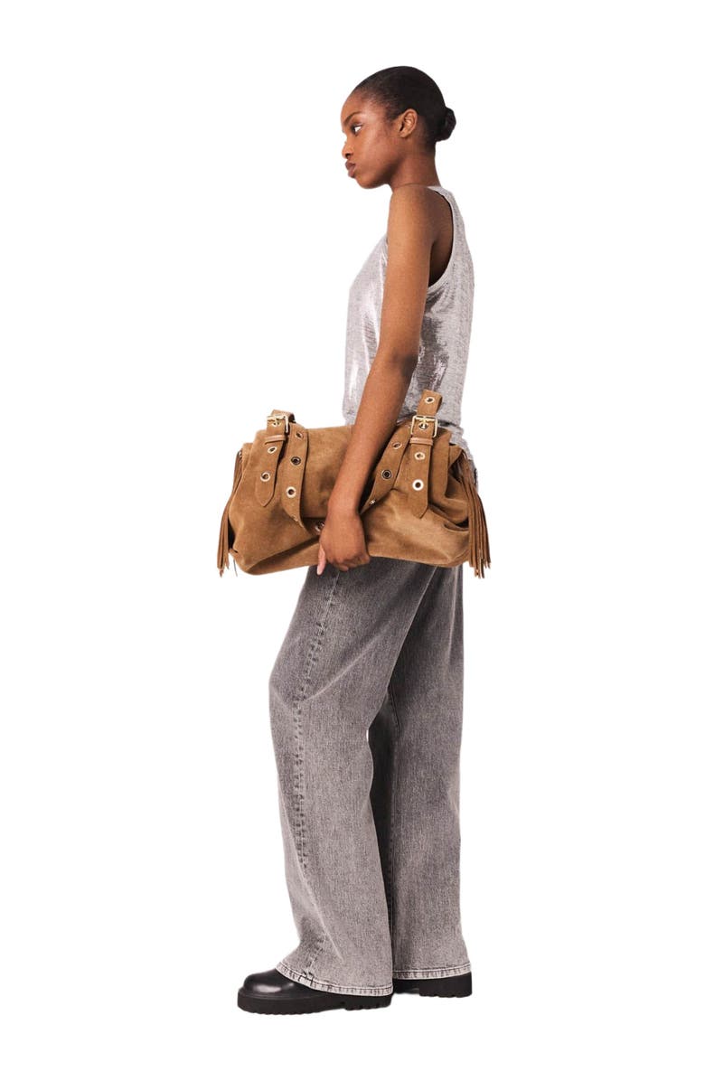 maje Metallic tank top, Alternate, color, Silver