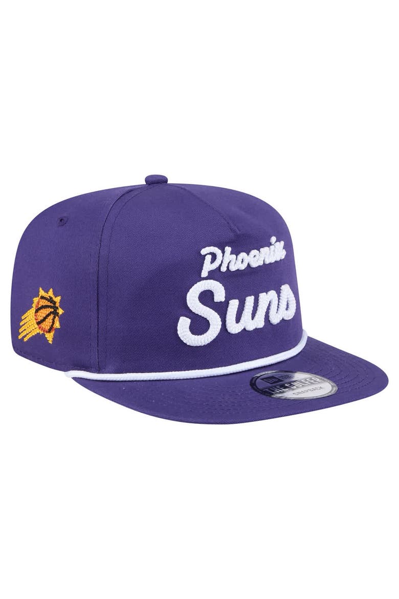 Men's New Era Purple Phoenix Suns Team Text Golfer Snapback Hat, Main, color, Purple