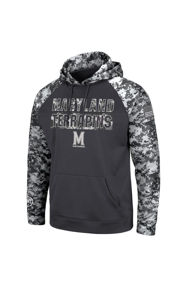 COLOSSEUM Men's Colosseum Charcoal Maryland Terrapins OHT Military Appreciation Digital Camo Pullover Hoodie, Alternate, color,