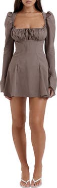 HOUSE OF CB Carlina Long Sleeve Cotton Blend Dress