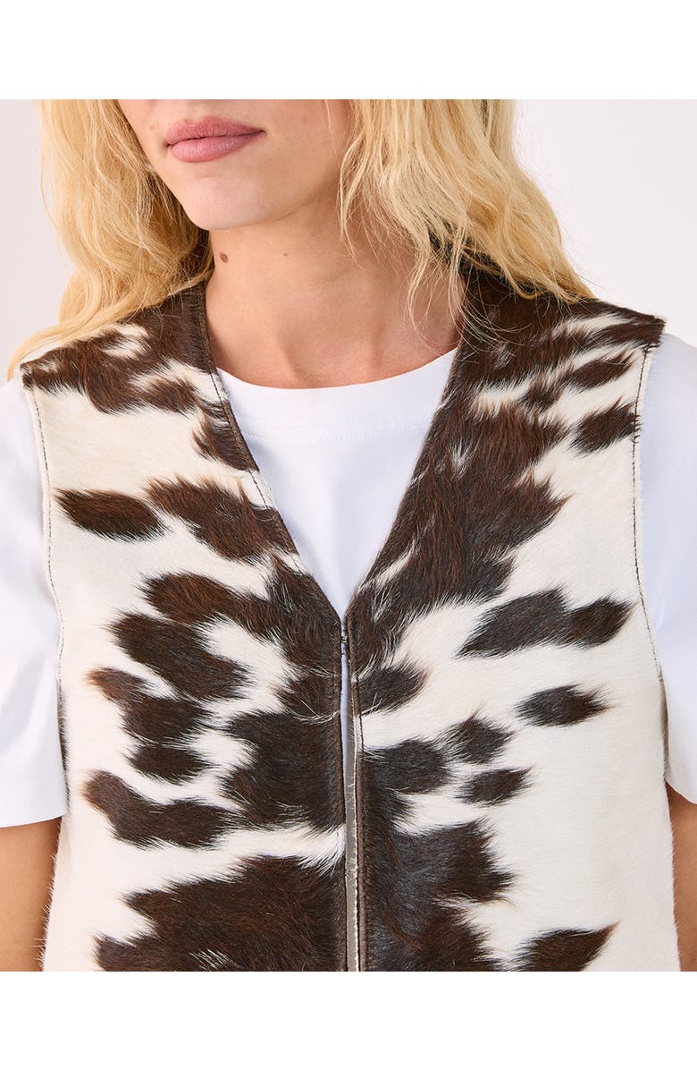 NASTY GAL Cow Hide Leather Waistcoat, Alternate, color, White
