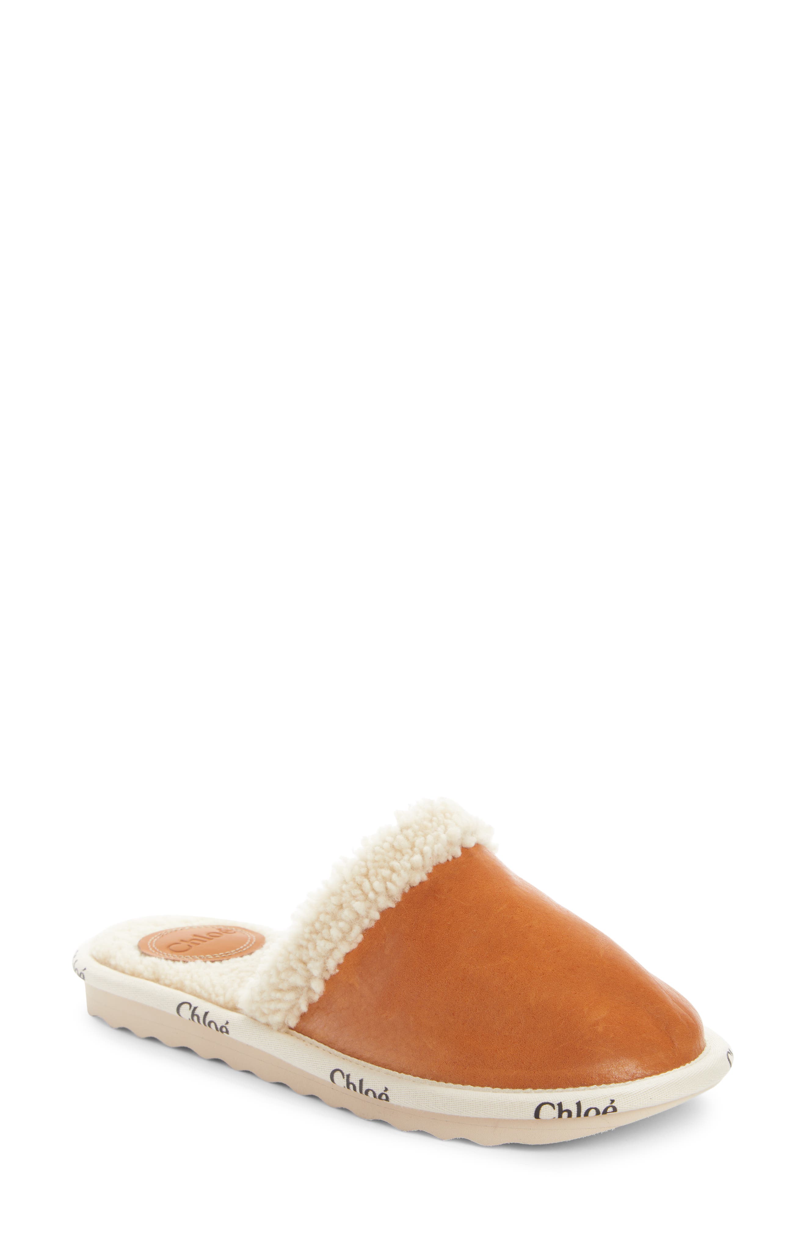 Chloé Woody Genuine Shearling Lined Mule, Main, color, 