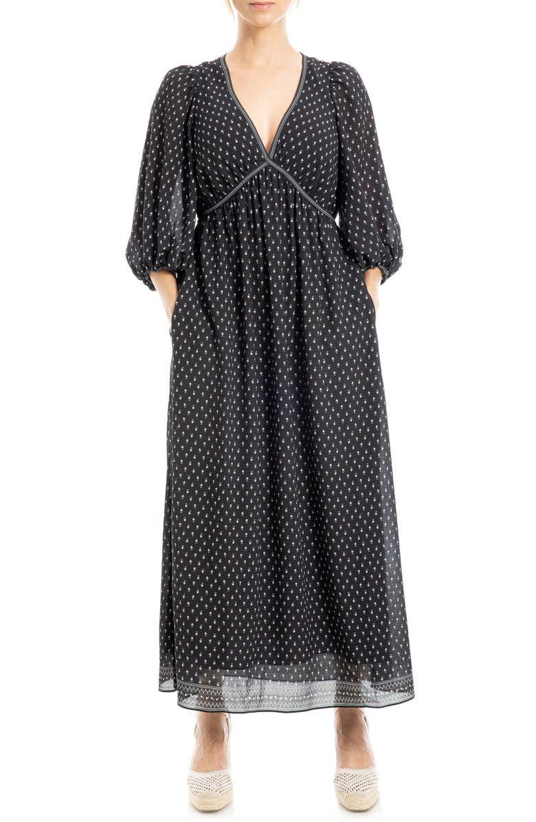 MAX STUDIO Empire Waist Balloon Sleeve Maxi Dress, Main, color, 