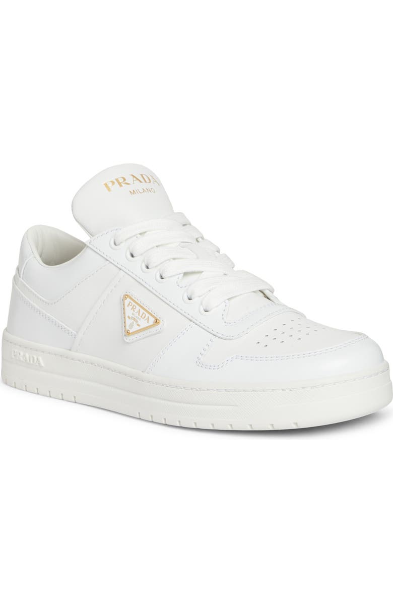 Prada Downtown Logo Low Top Sneaker, Main, color, Bianco