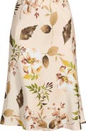 Tahari ASL Floral Print Satin Midi Skirt
